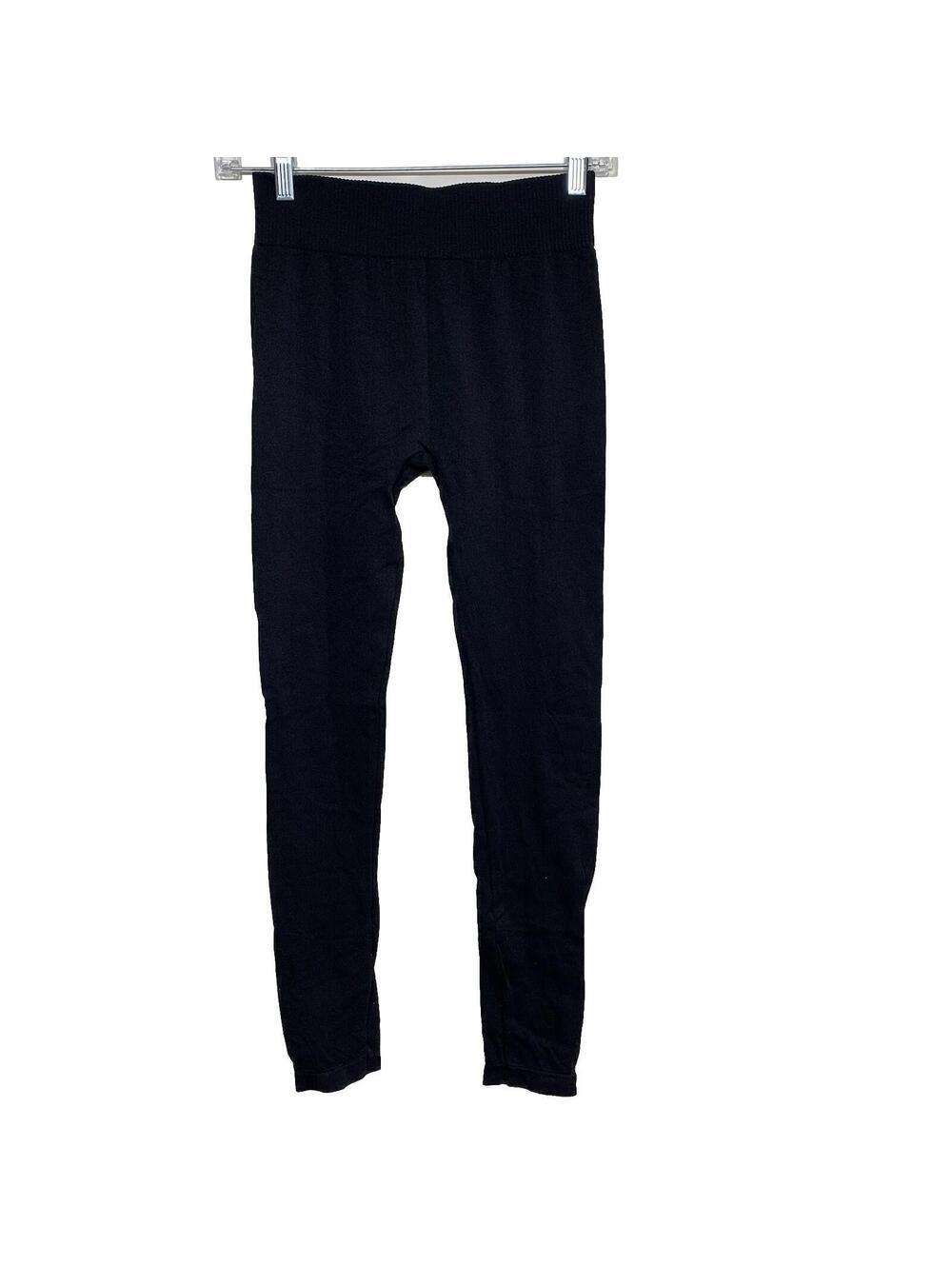 Faded Glory Leggings Womens S Black High Rise Seamless Nylon Spandex Stretch